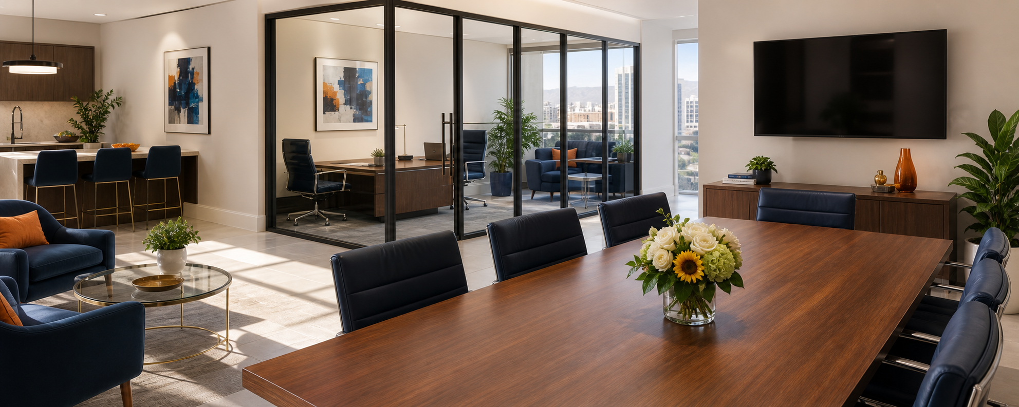 Modern BlueTrenz private office and conference room in Las Vegas