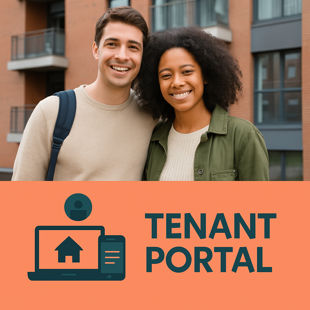 Tenant accessing online rental account and maintenance tools