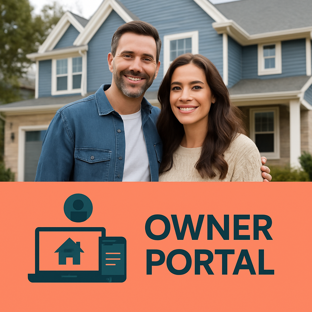 Property owner reviewing rental property information online