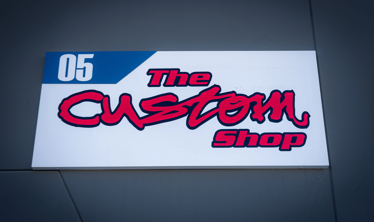 The Custom Shop LV exterior sign at the Las Vegas vehicle customization shop